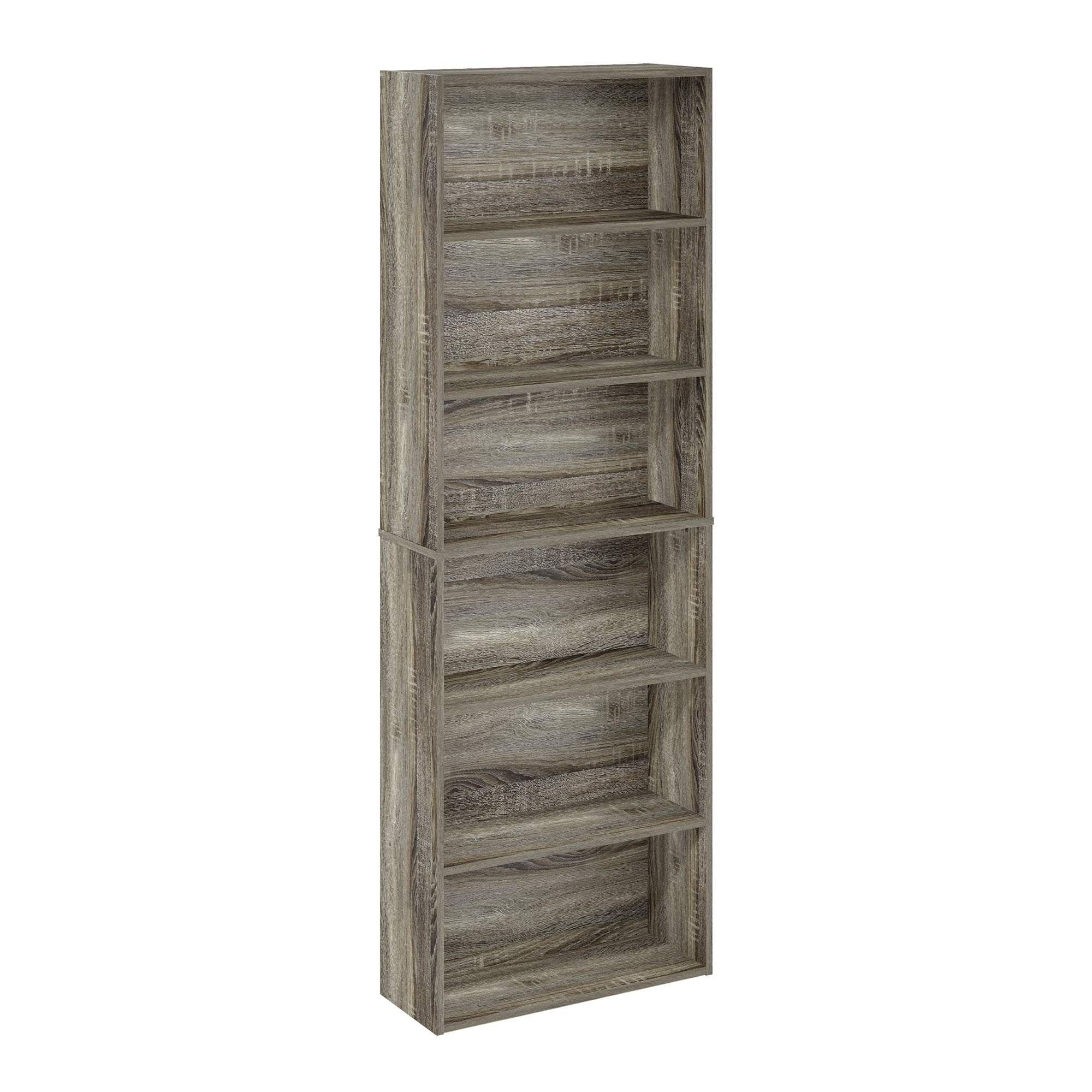 Furinno JAYA Simply Home Free Standing Adjustable 6-Tier Open Storage Bookcase, French Oak