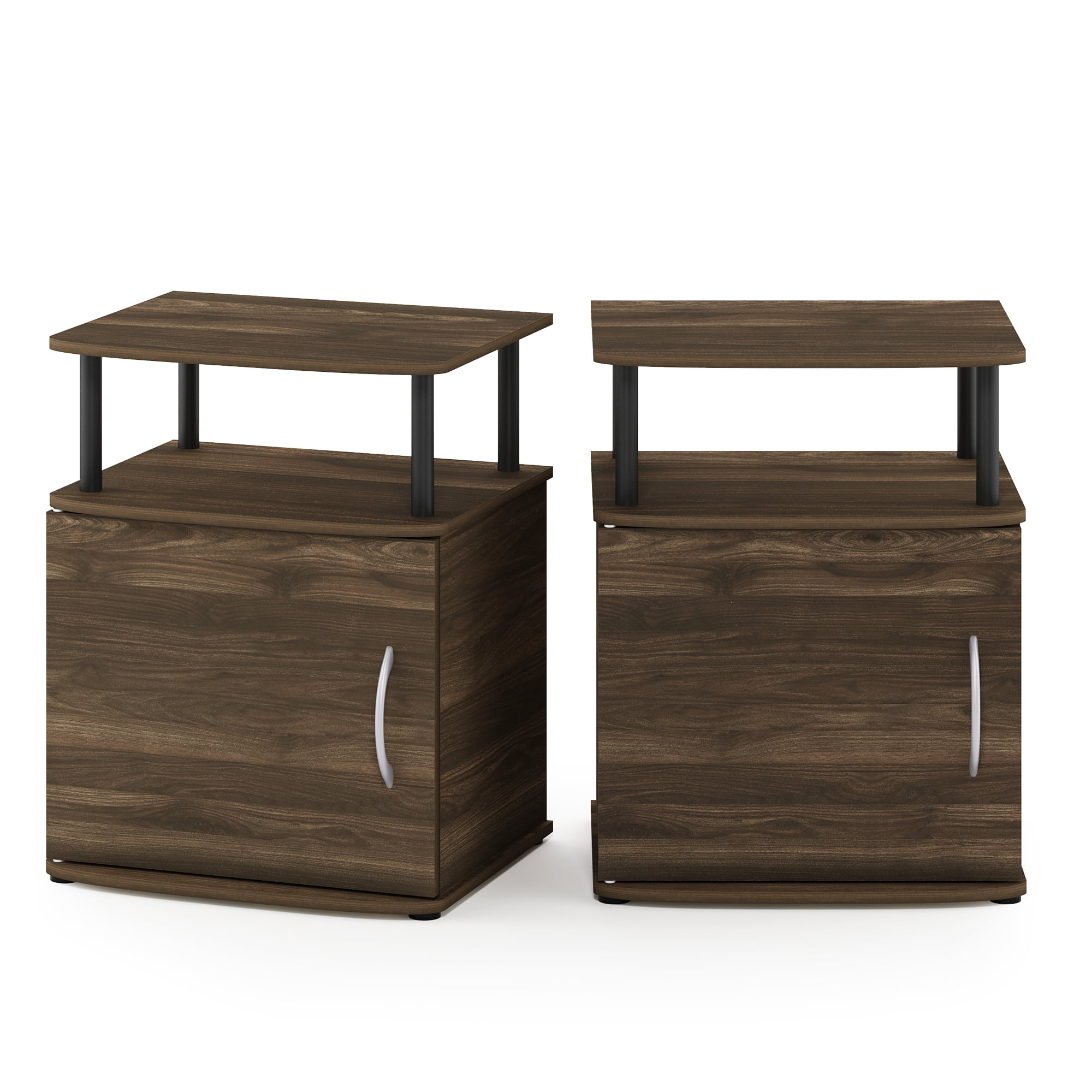 Furinno JAYA Utility Design End Table, Set of Two, Columbia Walnut/Black