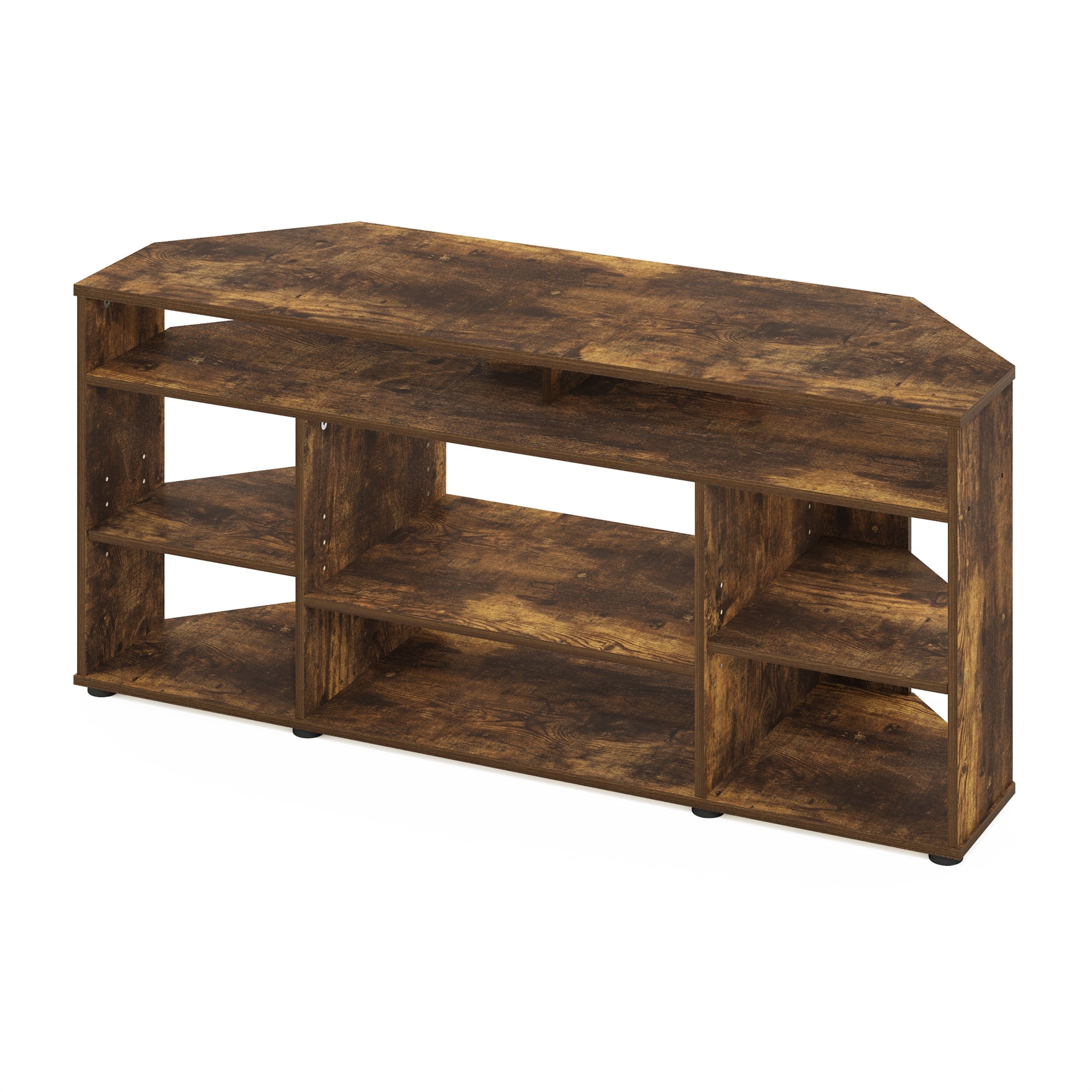 Furinno Jensen Corner TV Stand TV up to 55 Inches, Amber Pine