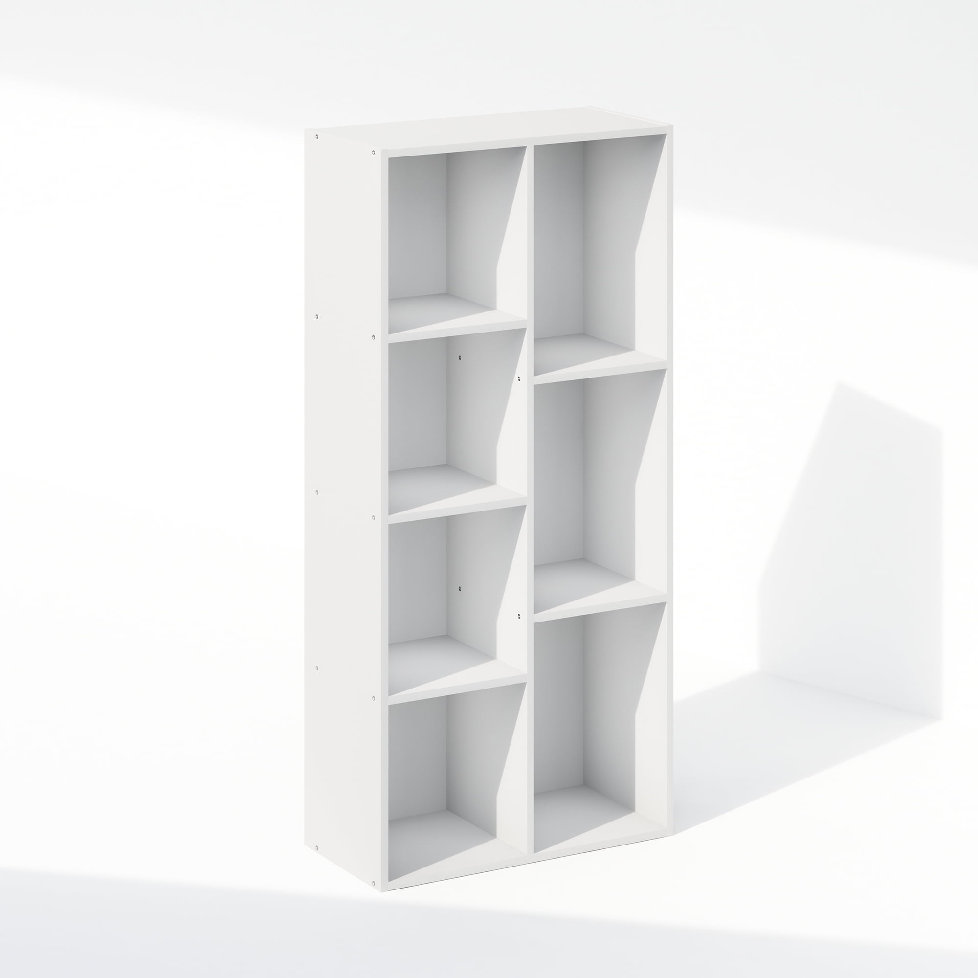 Furinno Reed 7-Cube Reversible Open Shelf Multipurpose Bookcase, Storage Organizer, White