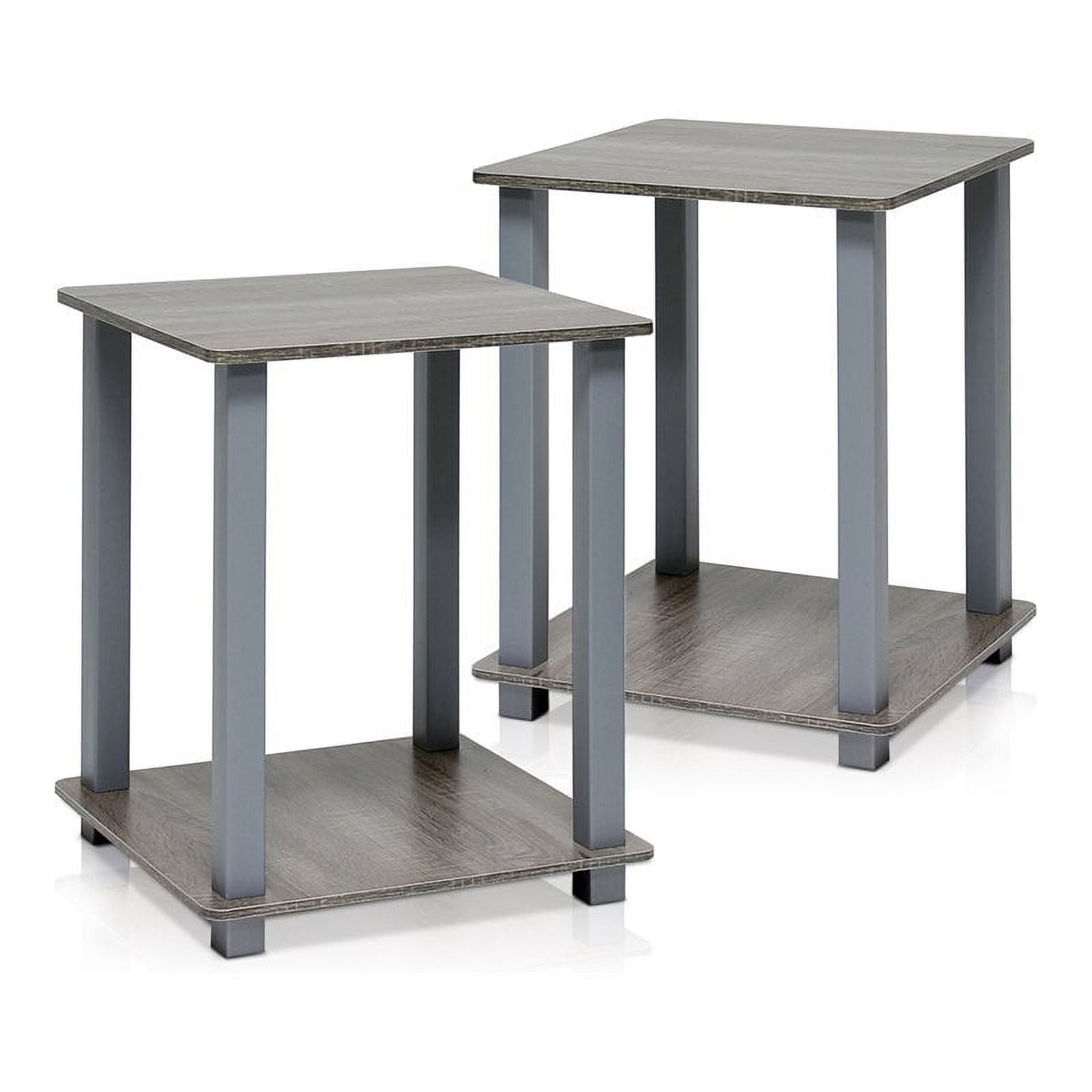 Simplistic End Table, French Oak Grey - 19.6 x 15.6 x 15.6 in. - Set of 2