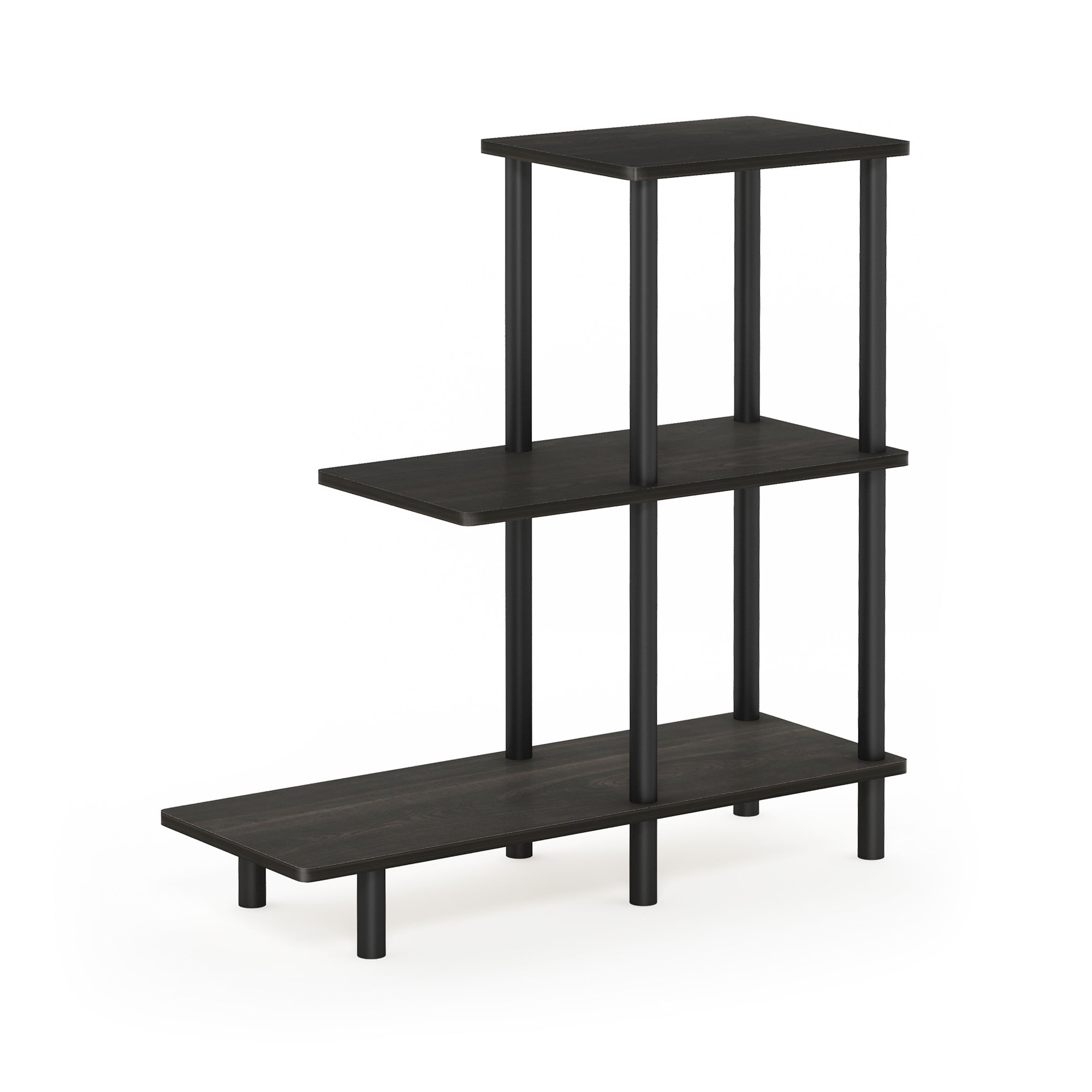 18127EX-BK Turn-N-Tube 3-Tier Sofa Side Table, Espresso & Black - 31.5 x 25.63 x 11.61 in.
