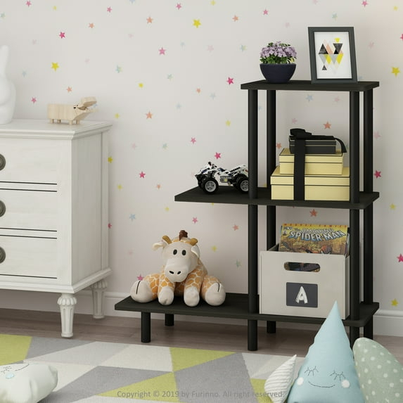 18127EX-BK Turn-N-Tube 3-Tier Sofa Side Table, Espresso & Black - 31.5 x 25.63 x 11.61 in.