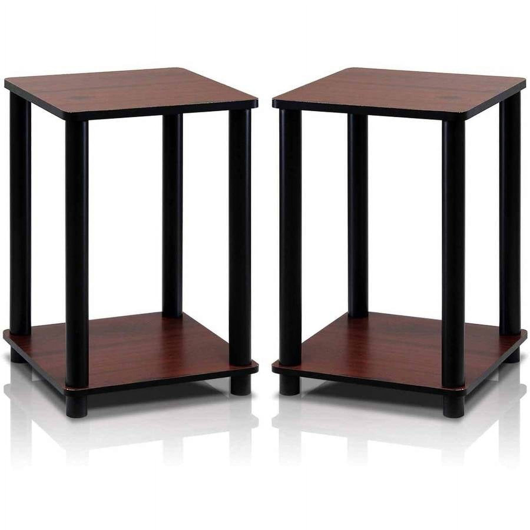 Furinno Turn-N-Tube Haydn End Table, Dark Cherry/Black, Set of 2