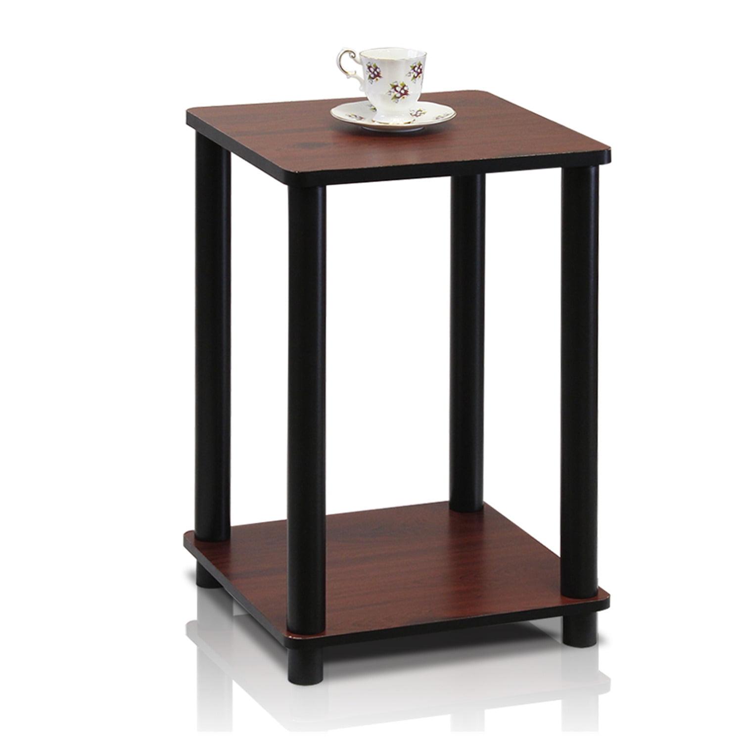 Furinno Turn-N-Tube Haydn Engineered Wood End Table in Dark Cherry/Black
