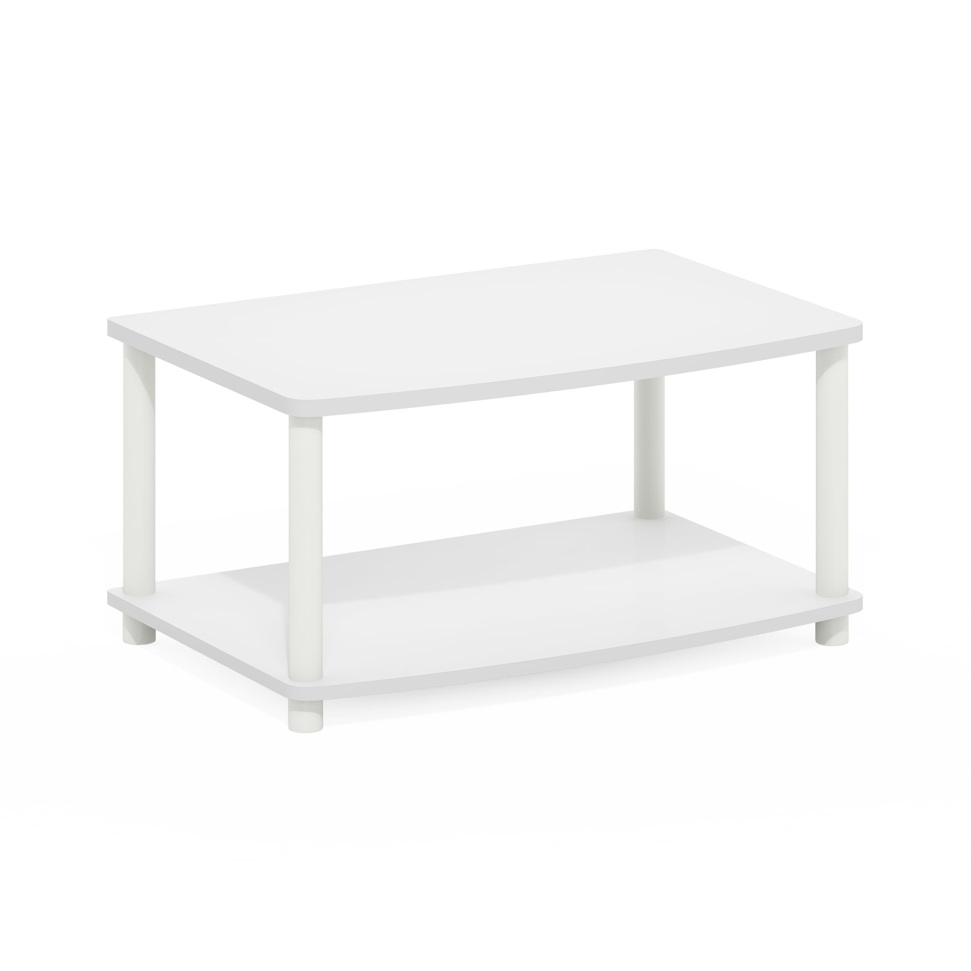 Furinno Turn-N-Tube No Tools 2-Tier Elevated TV Stands, White/White