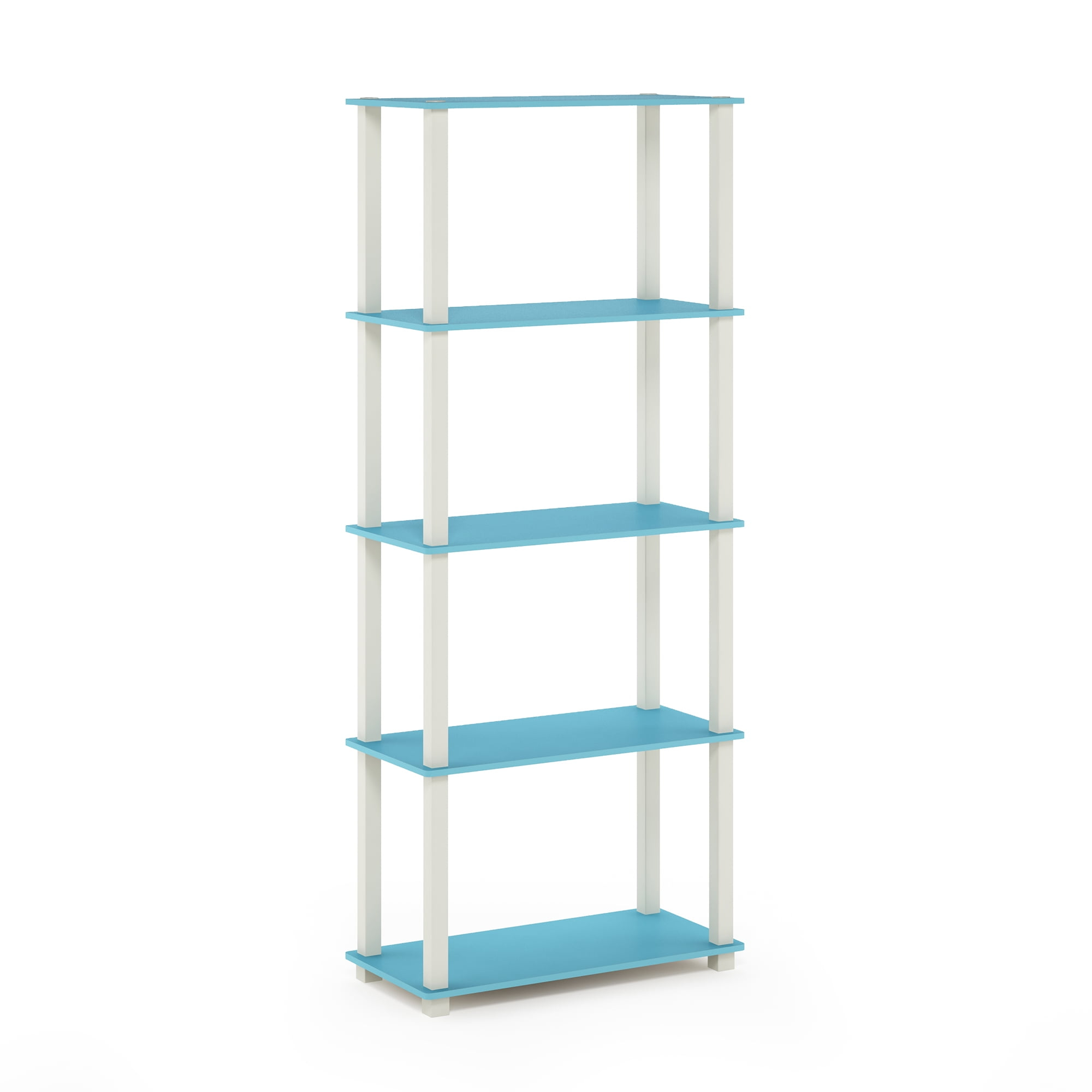 Furinno Turn-S-Tube 5-Tier Square Tubes Display Shelf, Light Blue/White