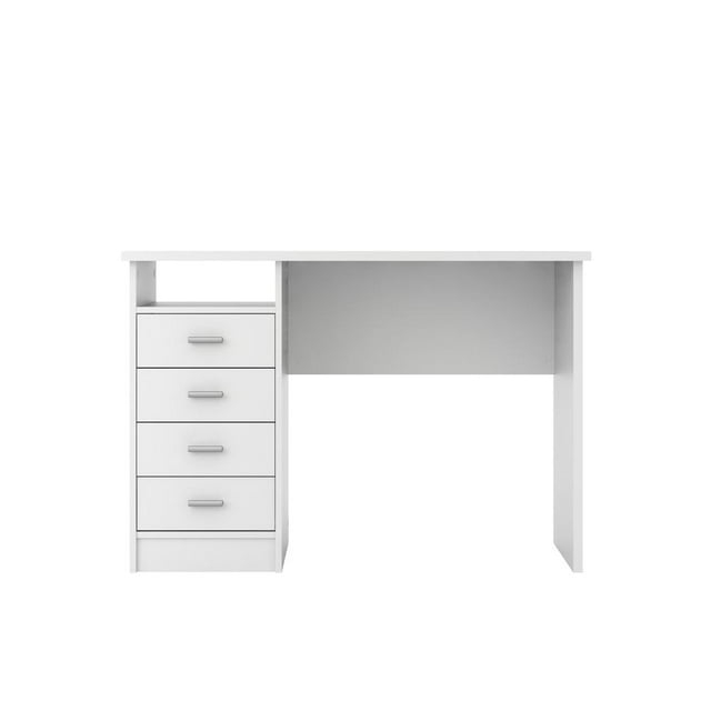 Tvilum Warner 4 Drawer Office Desk with 1 Shelf for Adults, White Finish