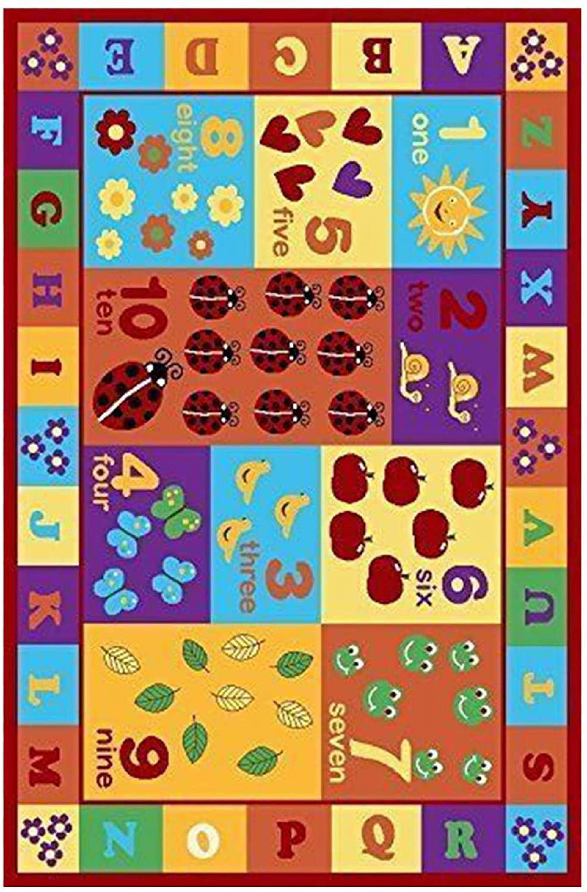 Furnish My Place 740 ABC With Numbers 6'6"x9'2" ABC Area Rug for Kids, Educational Alphabet Letter & Numbers, Anti-Skid Rubber Backing, Multicolor