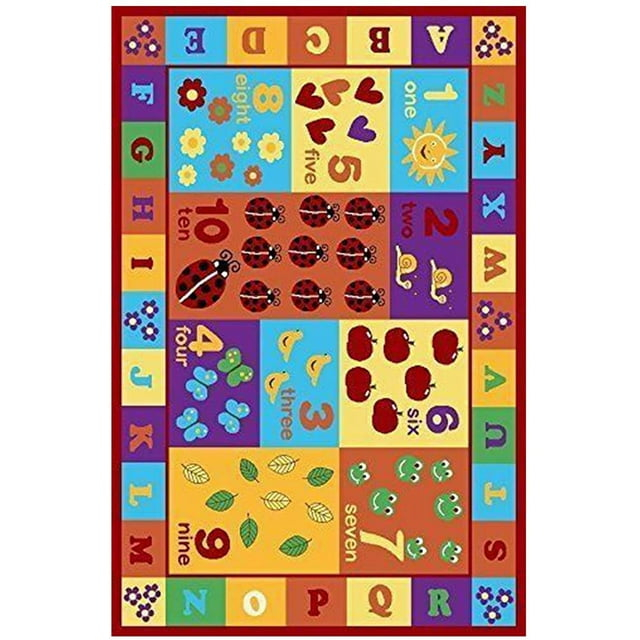 Furnish My Place 740 ABC With Numbers 6'6"x9'2" ABC Area Rug for Kids, Educational Alphabet Letter & Numbers, Anti-Skid Rubber Backing, Multicolor