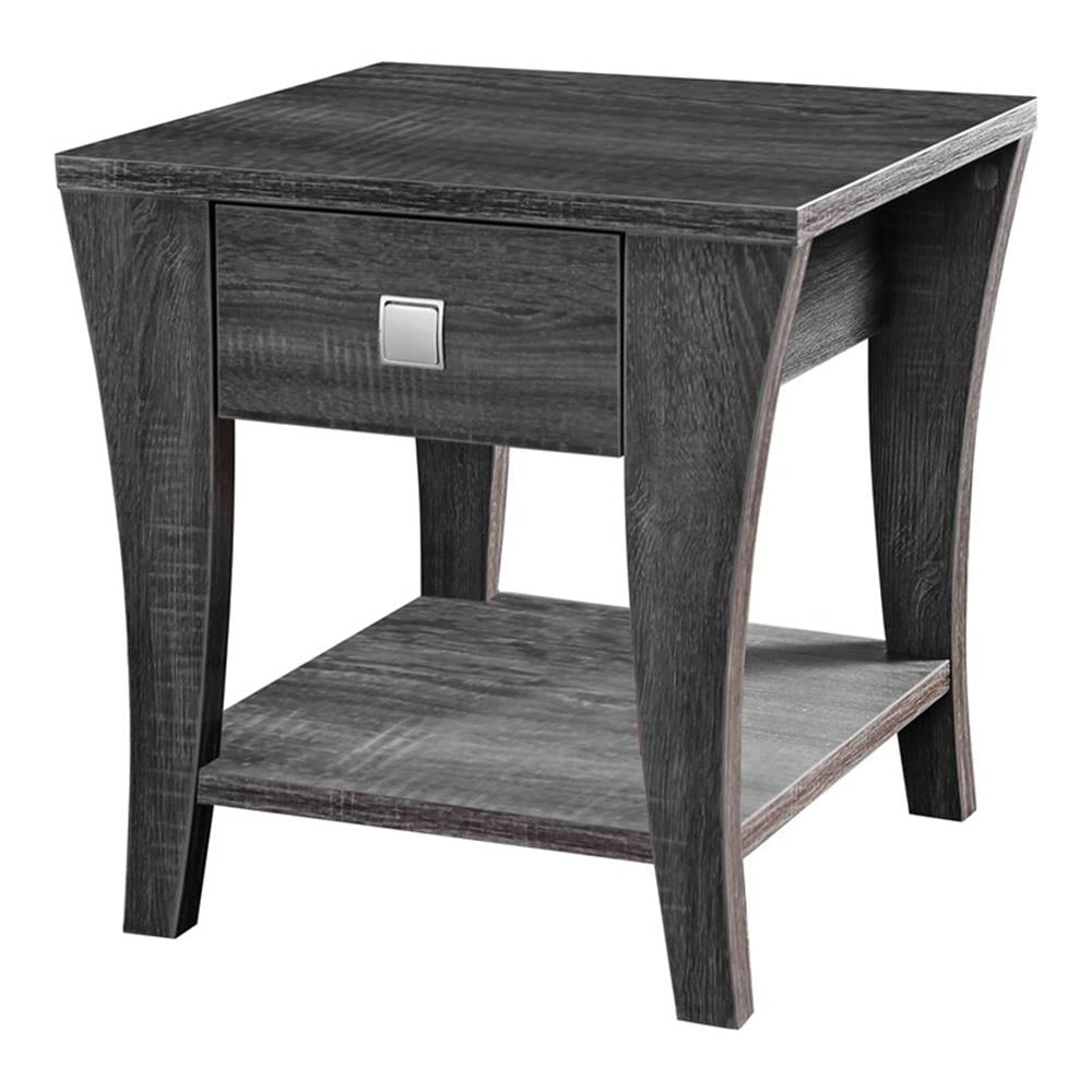 Furniture of America Ami Transitional Wood Storage End Table in Gray