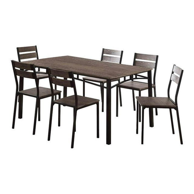 Furniture of America Erma Transitional 7-Piece Wood Dining Set in Antique Brown