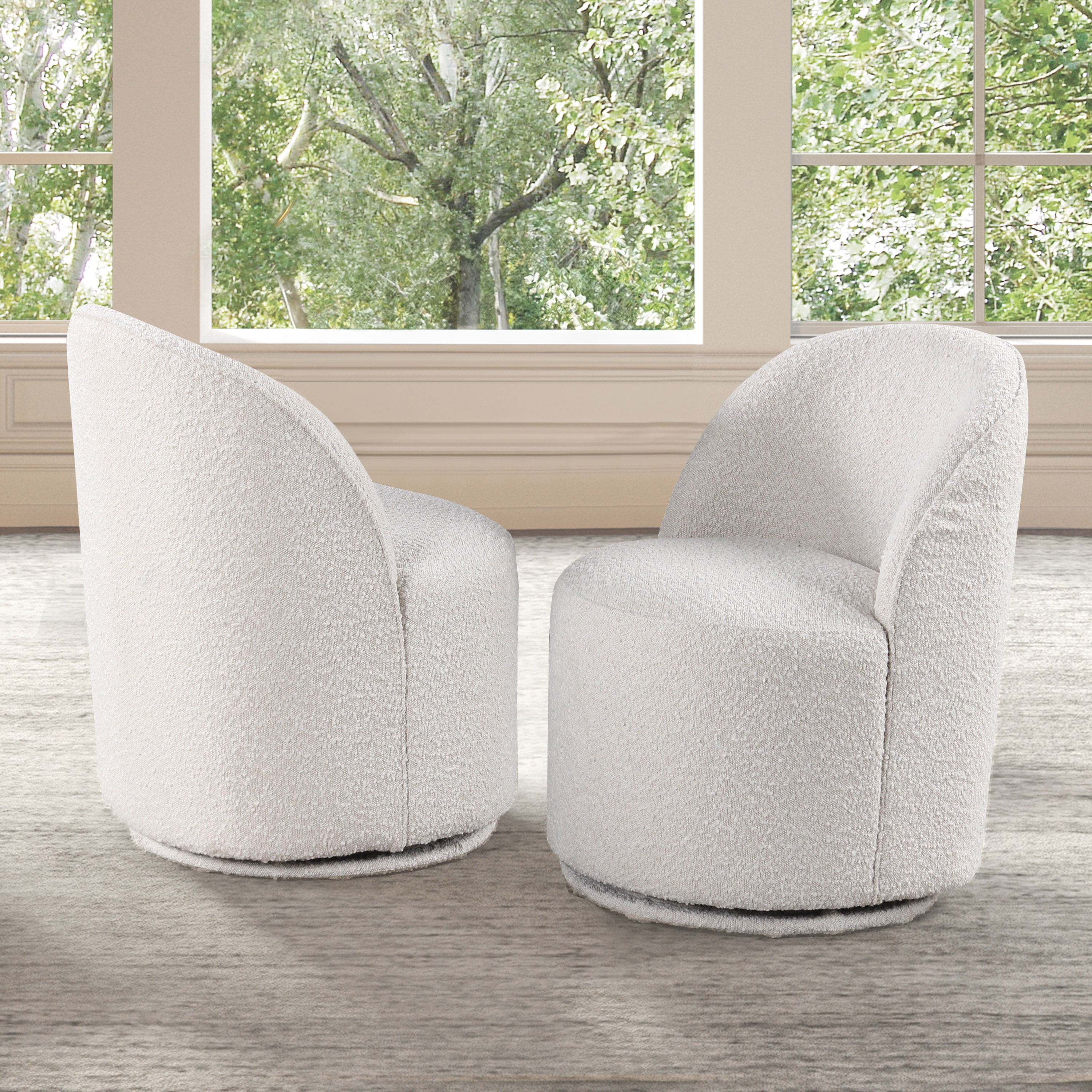 Furniture of America Jaine Contemporary Swivel Boucle Chenille Dining Chair, White