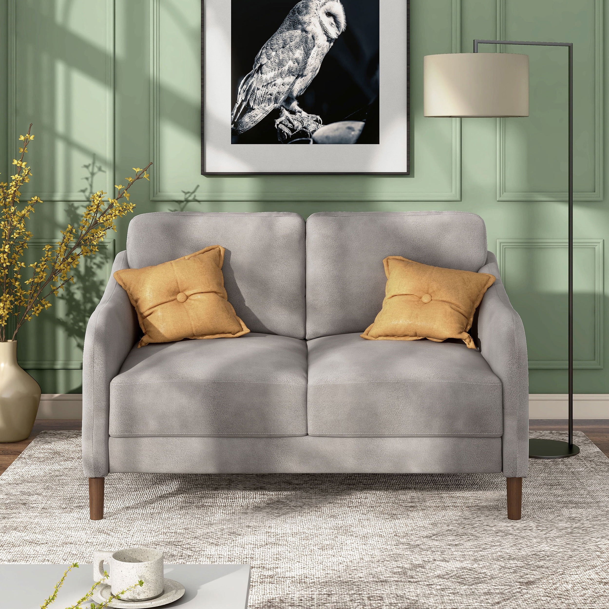 Furniture of America Litt Upholstered Fabric Gray Loveseat with Cushions