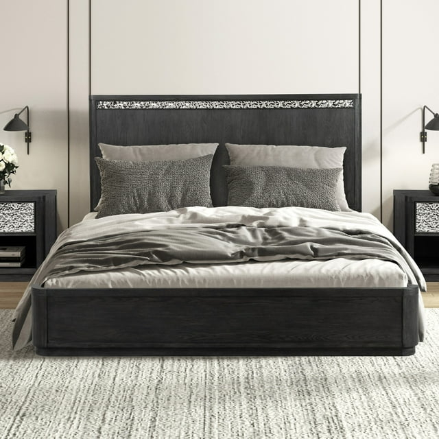 Furniture of America Cheri Solid Wood Adult Platform Bed, King, Ash Gray