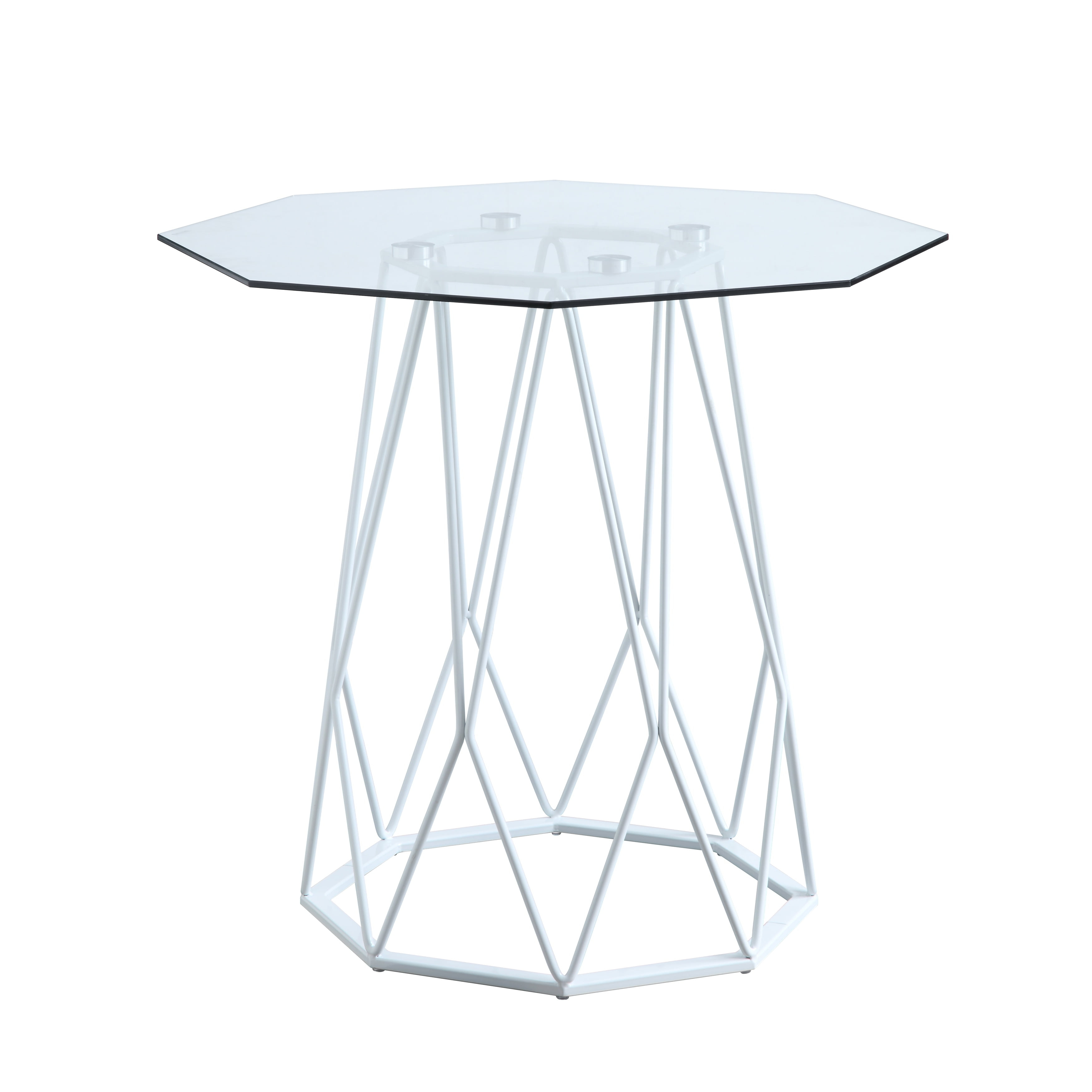 Furniture of America Parisa Contemporary 24-inch Glass Top Side Table by  White Painted