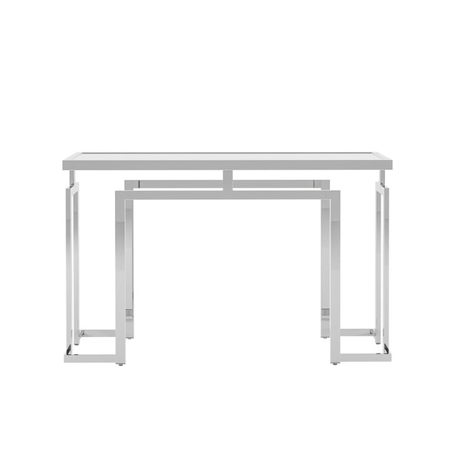 Furniture of America Pelmont Contemporary 52-inch Glass Top Sofa Table by  Chrome Chrome Finish