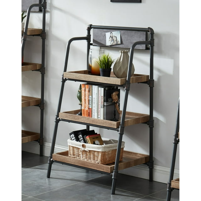 Furniture of America Pham Industrial Brown Metal Display Bookshelf by  3 Tiers 3