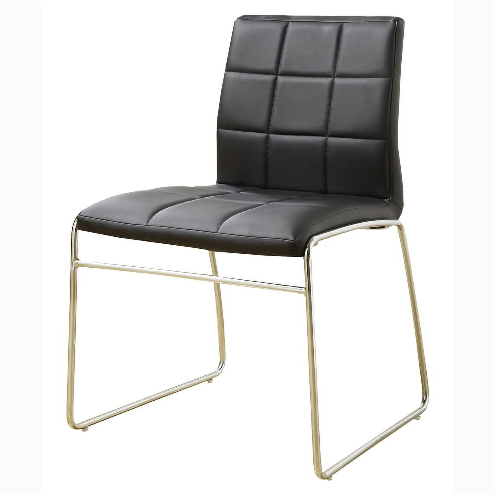 Set Of 2 Leatherette Upholstered Side Chairs In Black And Chrome (Set of 2)