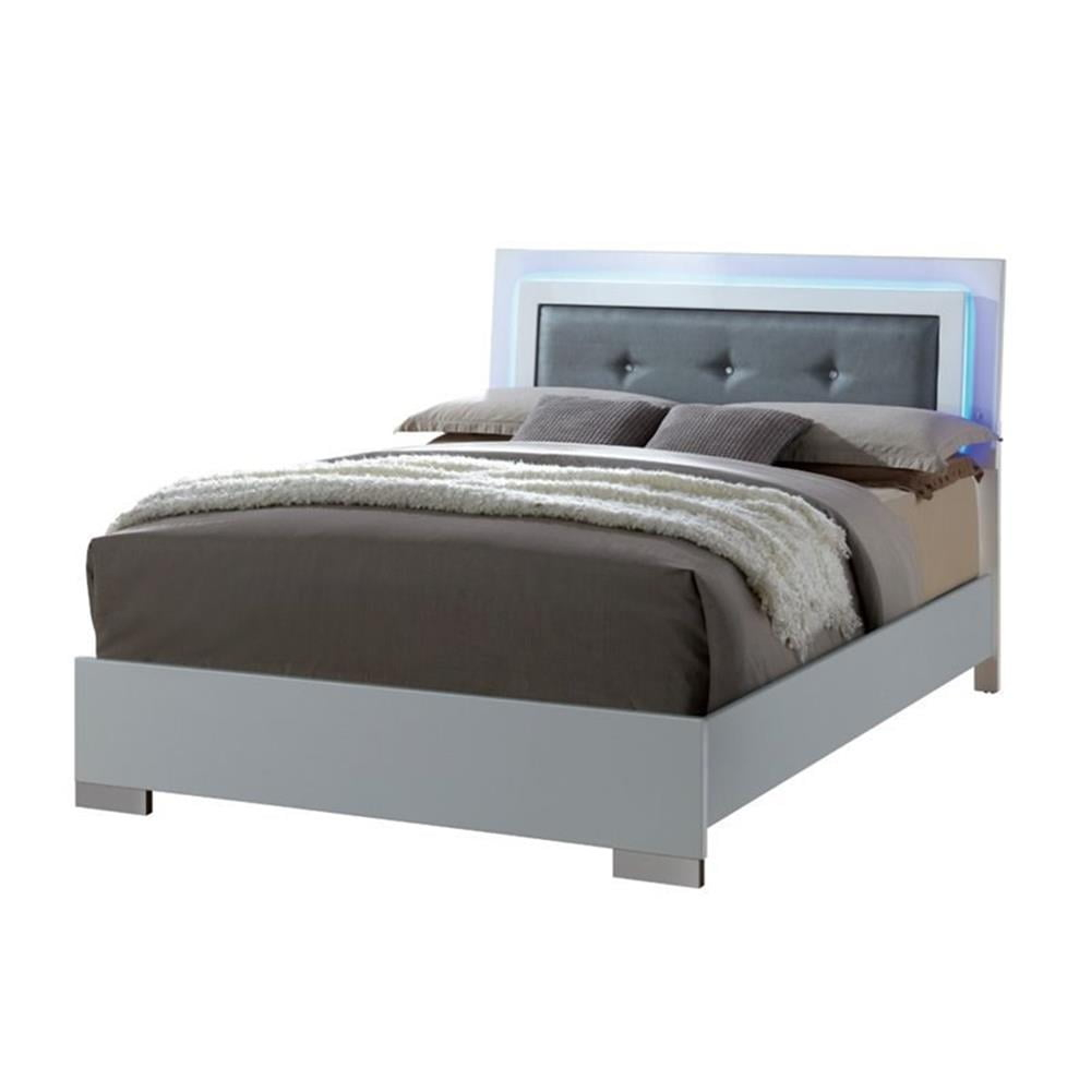 Furniture of America Rayland Contemporary Wood Queen Tufted Bed in Glossy White