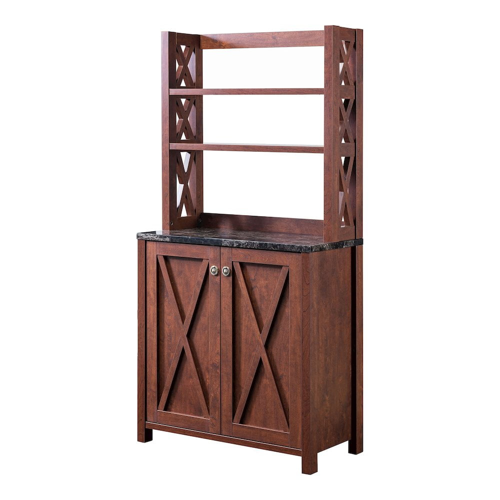 Furniture of America Schuetz Rustic Wood Multi-Storage Baker Rack in Walnut