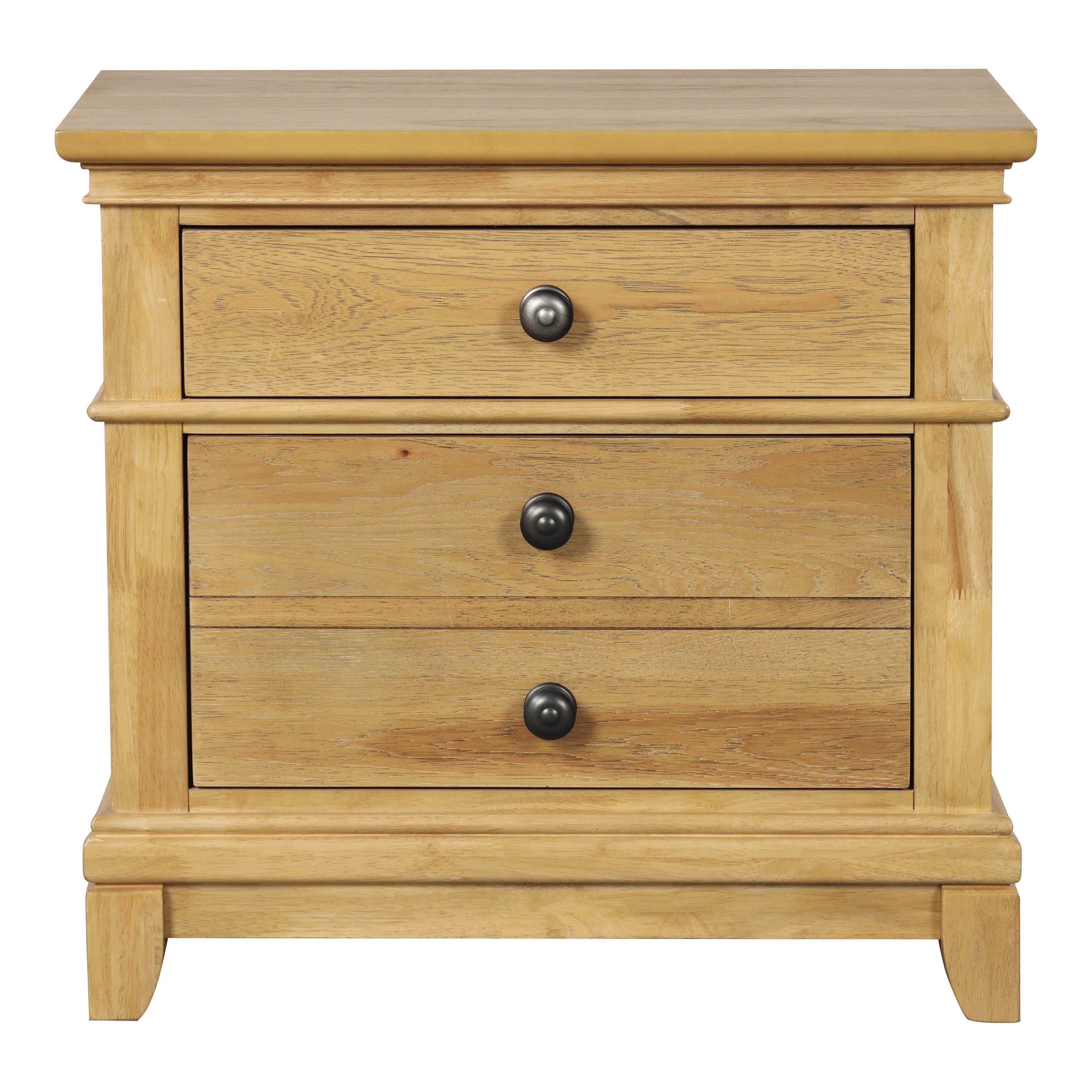 Furniture of America Stratford 2-Drawer Solid Wood Adult Bedroom Nightstand, Natural Oak
