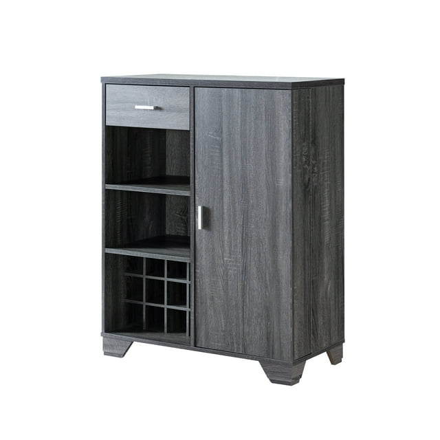 Furniture of America Valentino Contemporary Multi-Storage Bar Cabinet by  Distressed Grey Distressed,Wood Finish