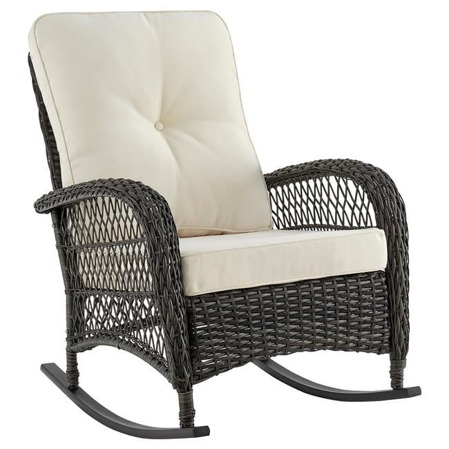 Furttuo Steel Rattan Outdoor Rocking Chair with Cushions