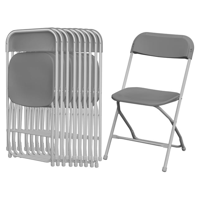 GARTOOO 10 Pack Plastic Folding Chair, Stackable Steel Frame Chairs,Portable Commercial Chair for Home, Office, Wedding, 550lbs Weight Capacity