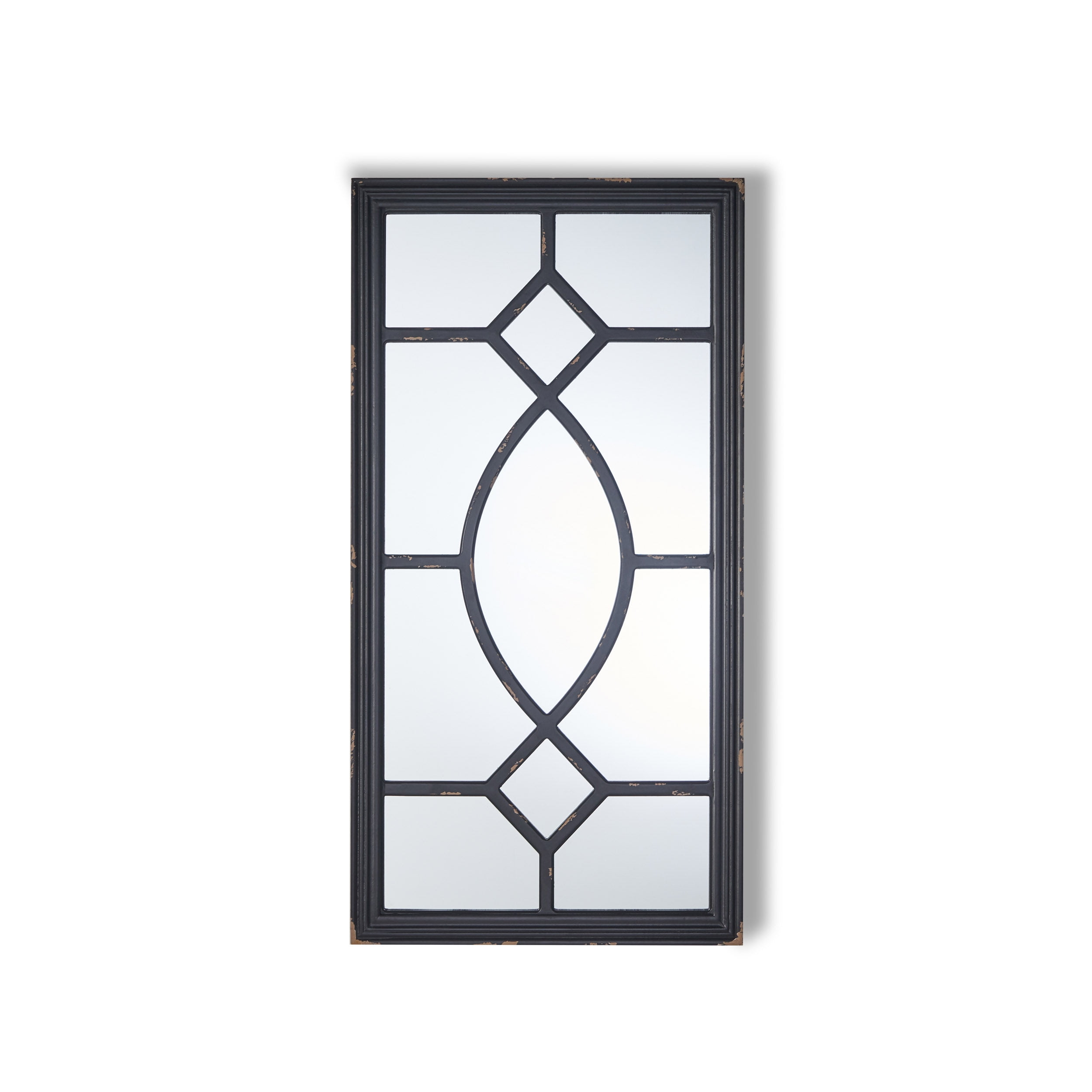 GDF Studio Amwiler Farmhouse Wooden Rectangular Mirror, Distressed Black