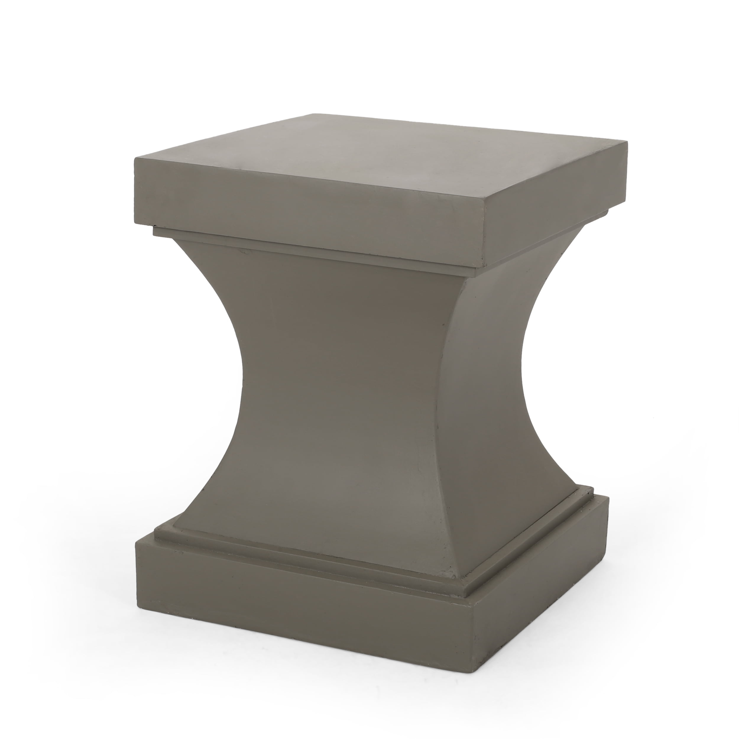 GDF Studio Atrass Outdoor Modern Lightweight Concrete Side Table, Light Gray