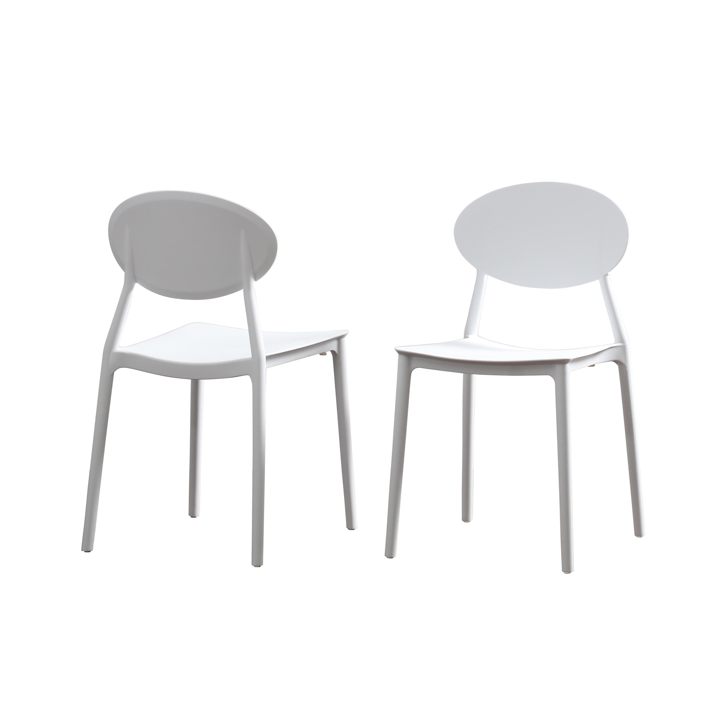 GDF Studio Brynn Indoor/Outdoor Plastic Stacking Chairs, Set of 2, White