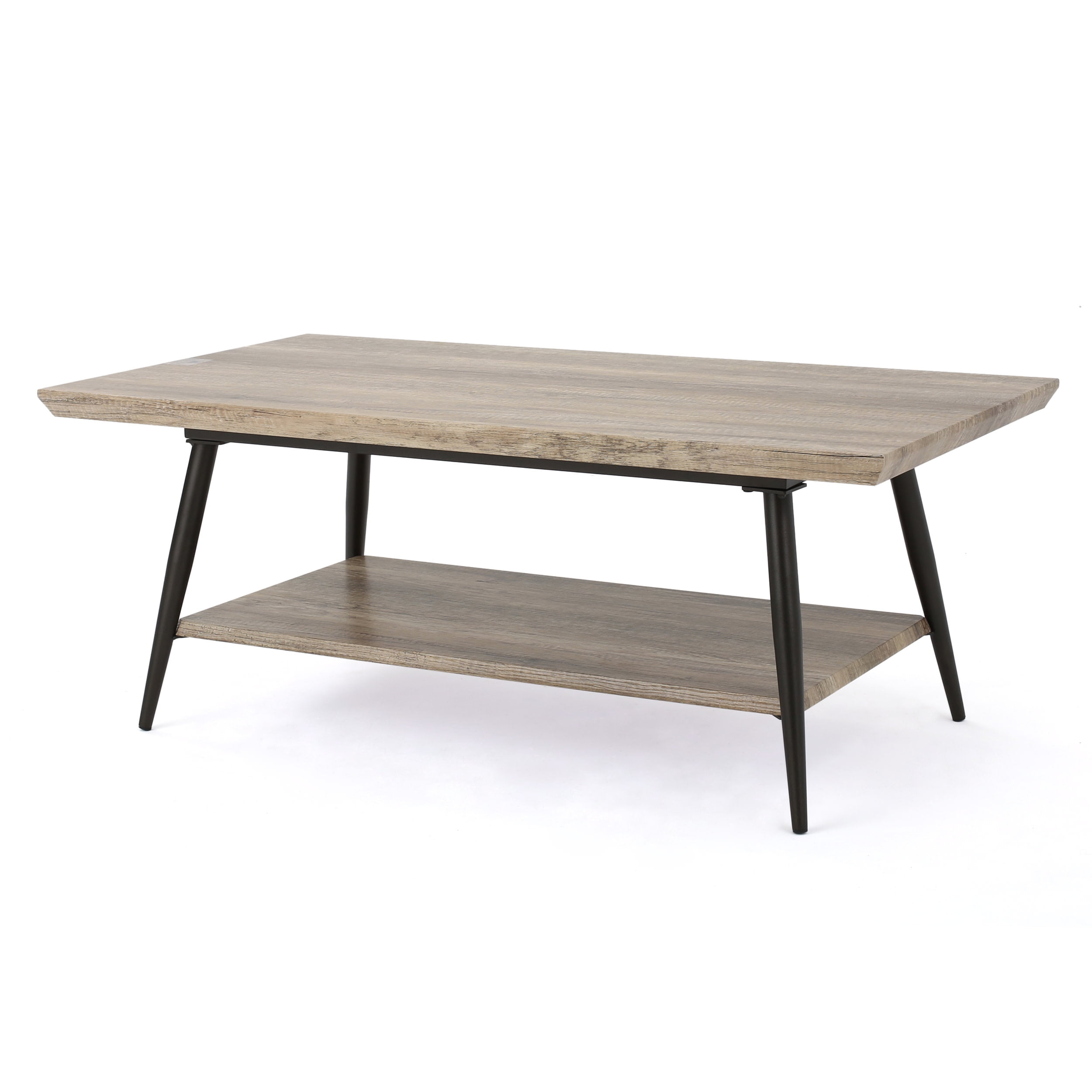 GDF Studio Darlington Modern Industrial Wood Coffee Table with Shelf, Canyon Gray and Black
