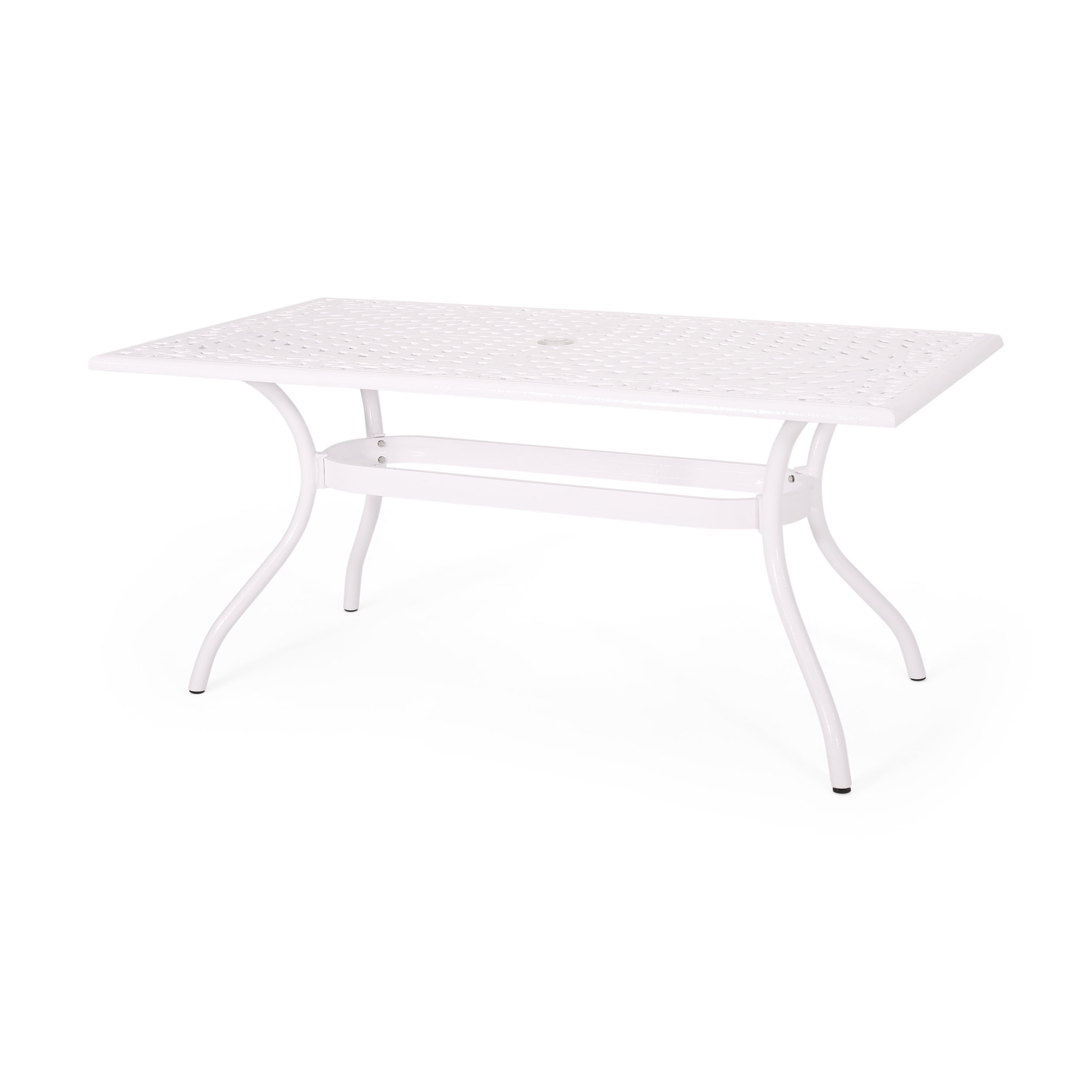 GDF Studio Honolulu Traditional Outdoor Aluminum Rectangular Dining Table, White