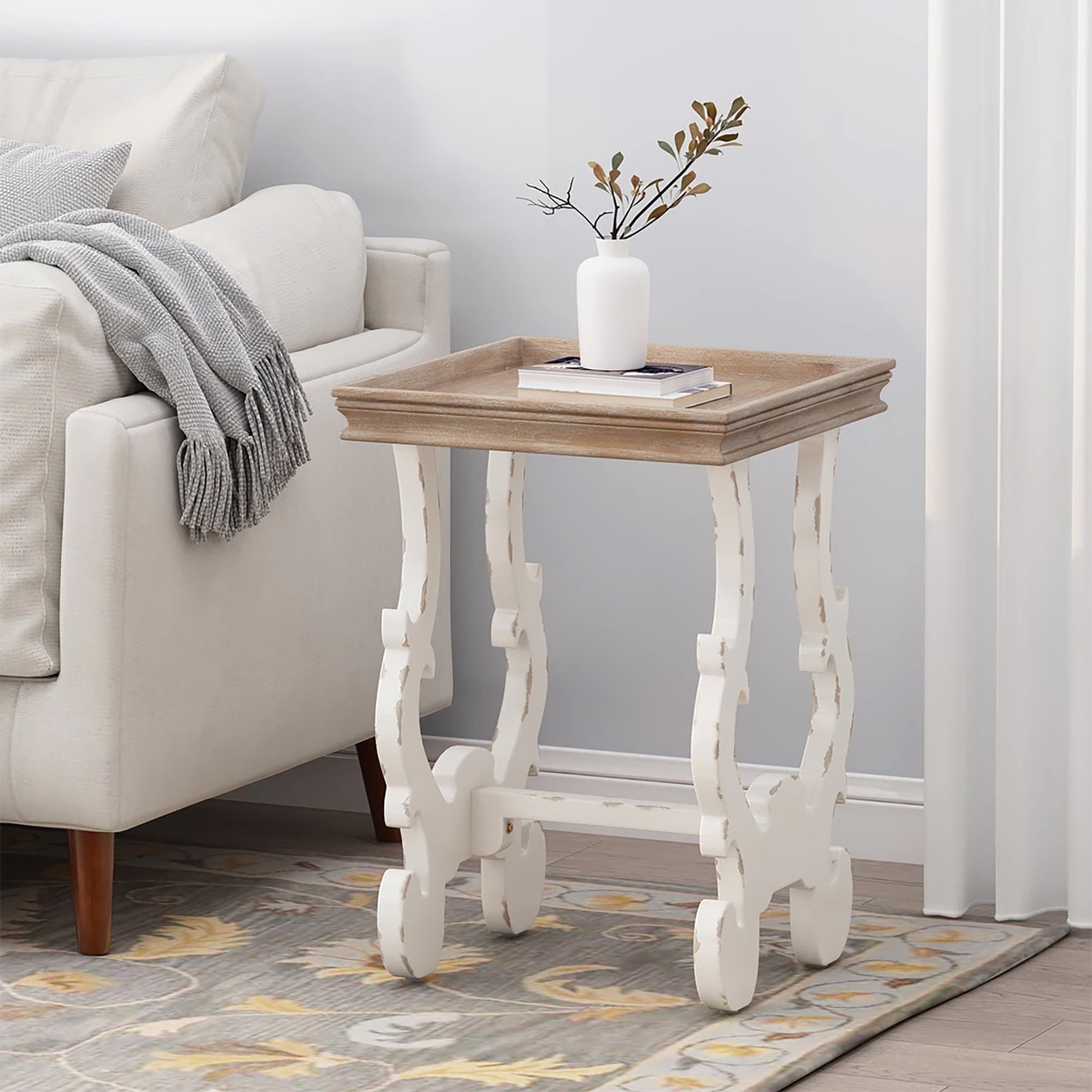 GDF Studio Joplin French Country Accent Table with Square Top, Natural