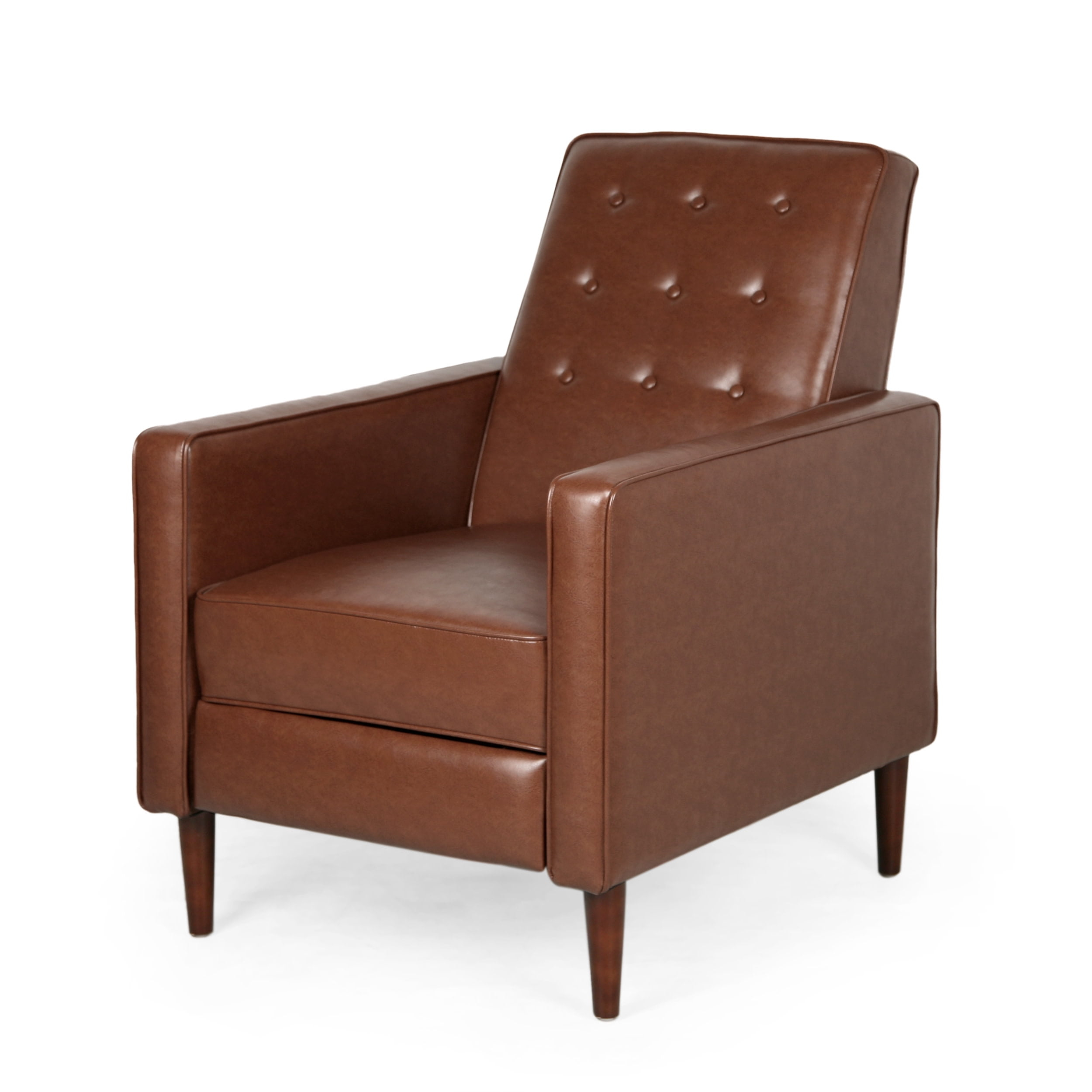 Noble House Caden Indoor Faux Leather Recliner, Cognac, Dark Espresso