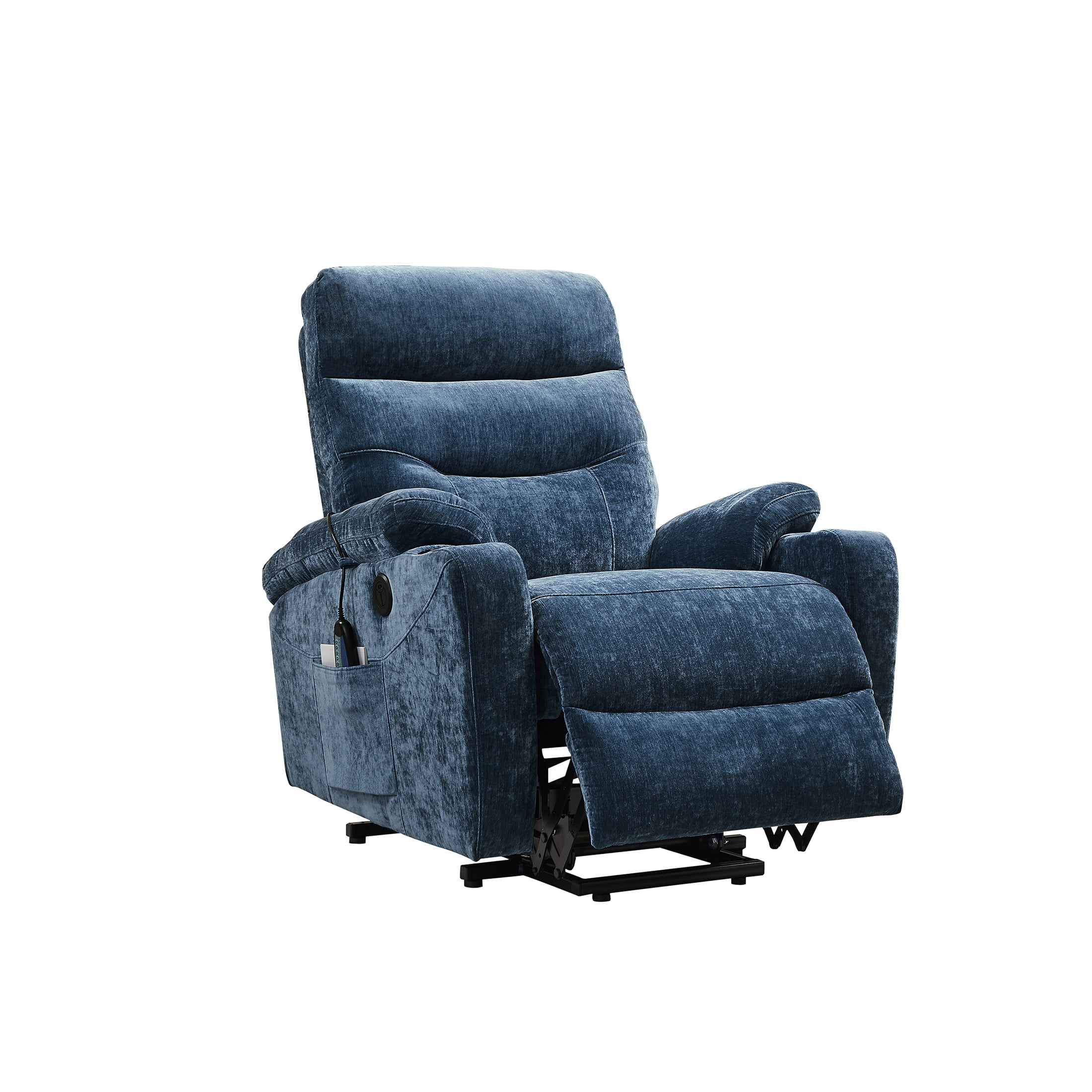 GDF Studio Massage Recliner with Lift Assist, 8 Vibration Points, Lumbar Heating, Adjustable Backrest, Blue