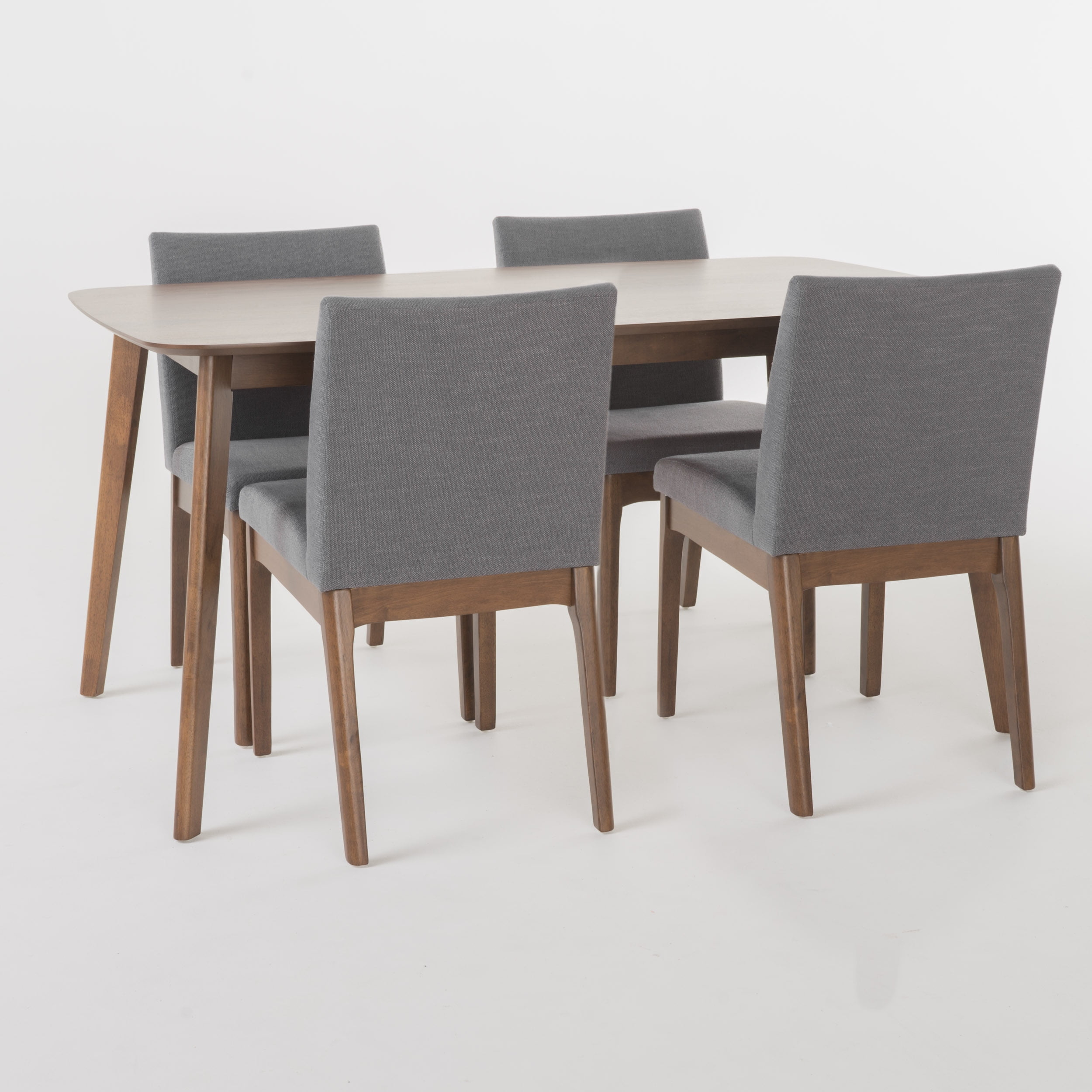 Katherine Mid Century Fabric & Wood Finish 5 Piece Dining Set - dup