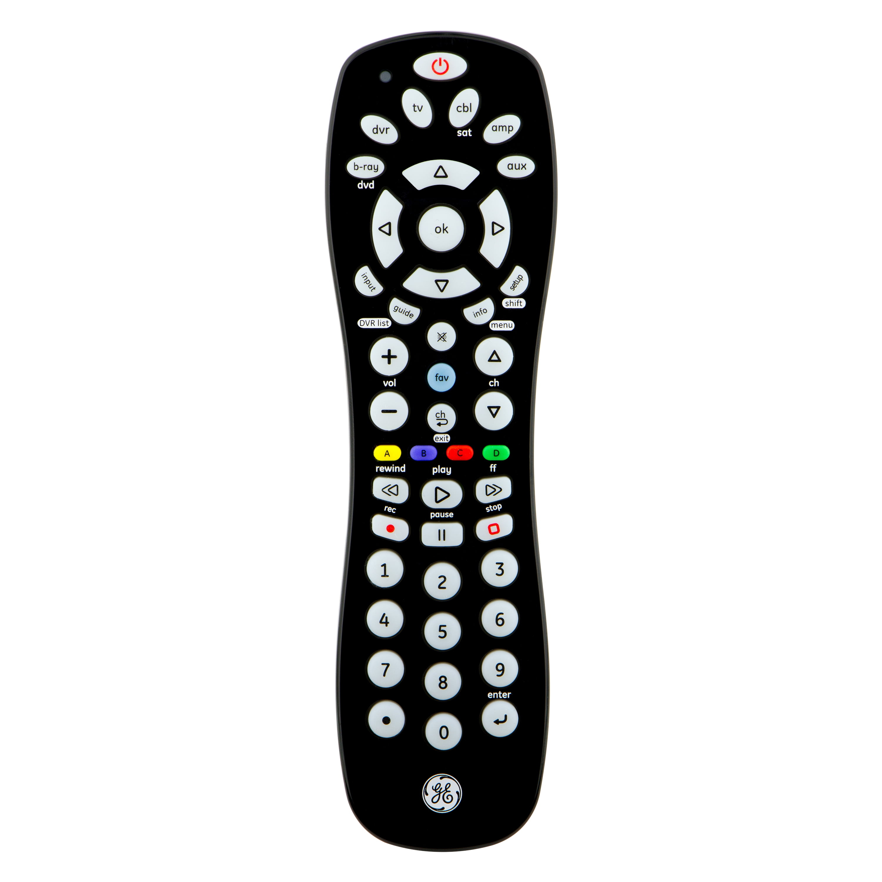 GE 6-Device Universal TV Remote Control in Black, 34459
