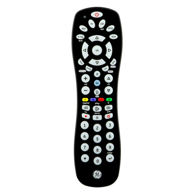 GE 6-Device Universal TV Remote Control in Black, 34459