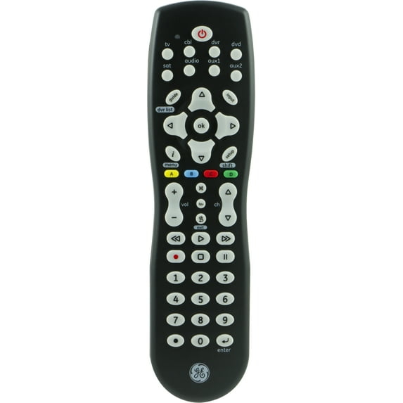 GE 8-Device Universal TV Remote Control in Black, 33715