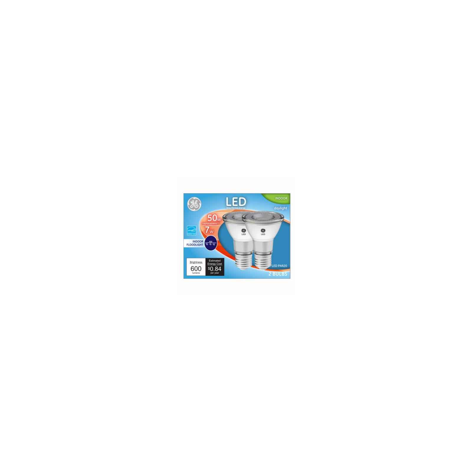 GE 93124156 LED Directional Light Bulb, R20, Daylight, Clear Bulb, 500 Lumens, 7 Watt, 2-Pk. - Quantity 1