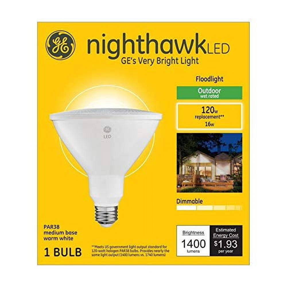 GE Ultra Bright LED Floodlight Bulb, 120 Watt Eqv, Warm White, PAR38 Outdoor Bulb, 13 year