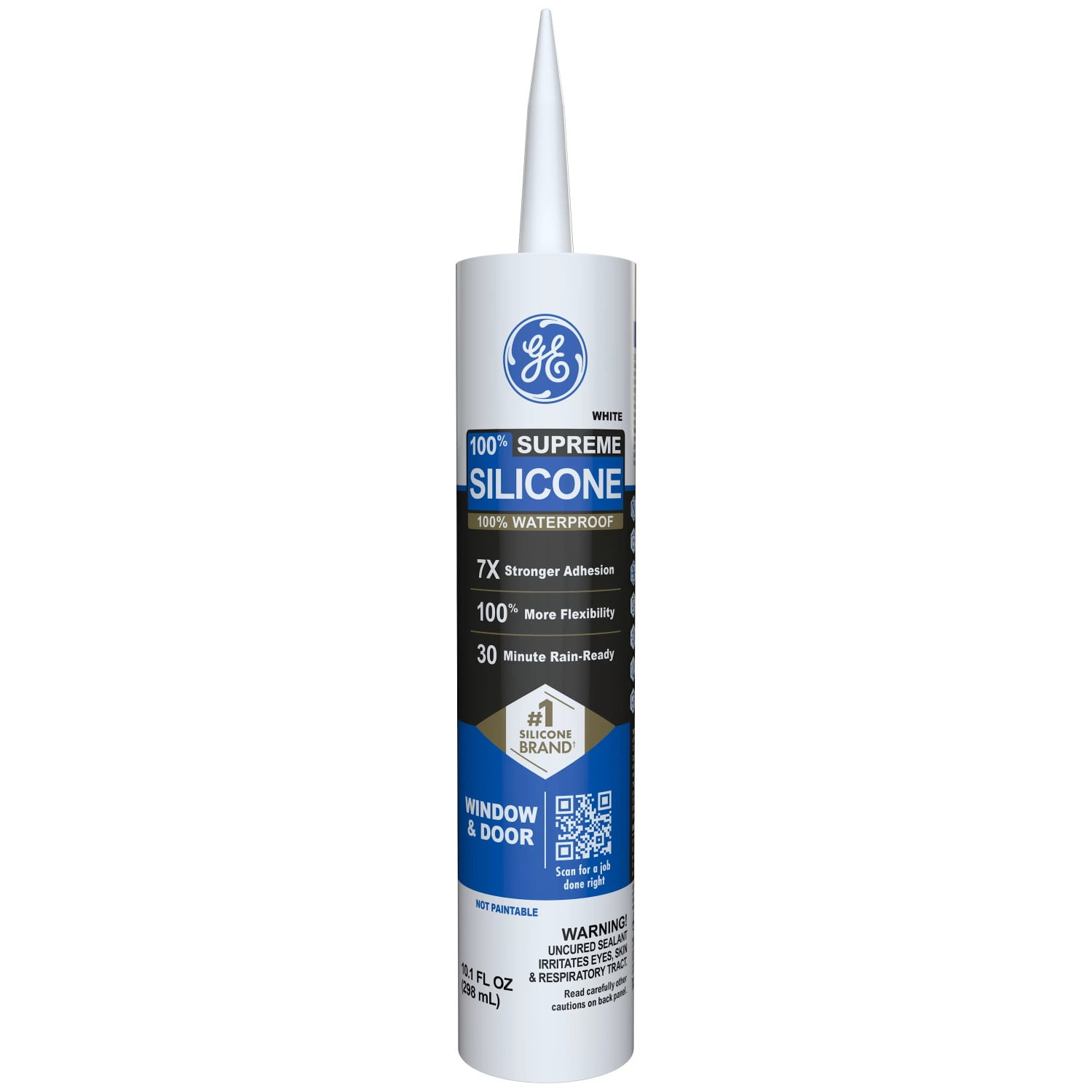 GE Supreme Silicone Window & Door Sealant, Pack of 1, Clear 10.1 fl oz Cartridge