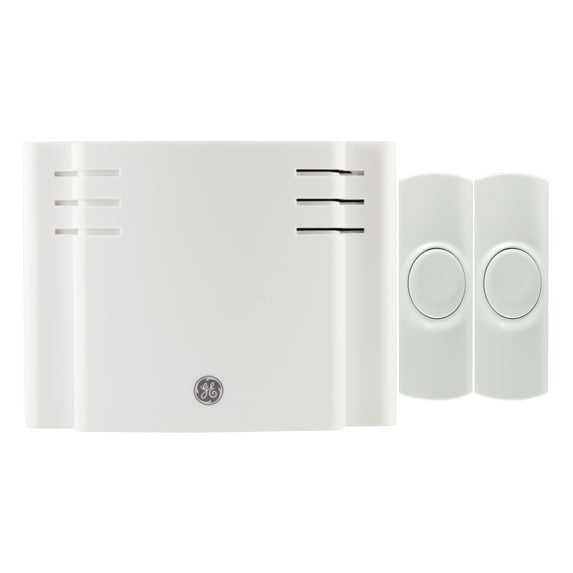 GE Wireless Doorbell Kit, 8 Chime Melodies, 1 Receiver, 2 Push Buttons, Battery-Operated, 19297