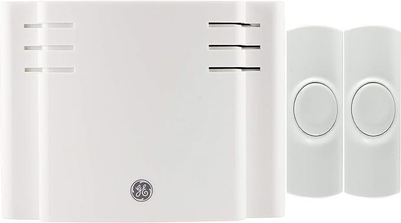 GE Wireless Doorbell Kit, 8 Chime Melodies, 1 Receiver, 2 Push Buttons, Battery-Operated, 19297