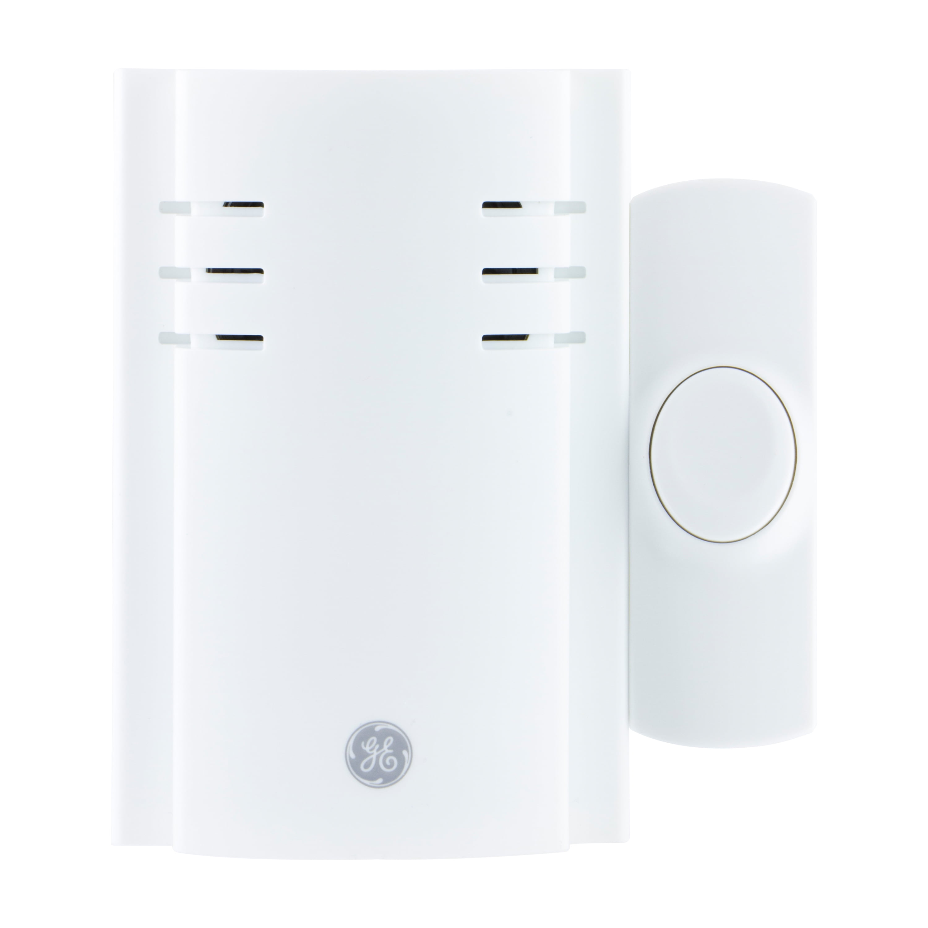 GE Wireless Doorbell Kit, Plug-In, 2 Melodies, 1 Push Button, White, 19298