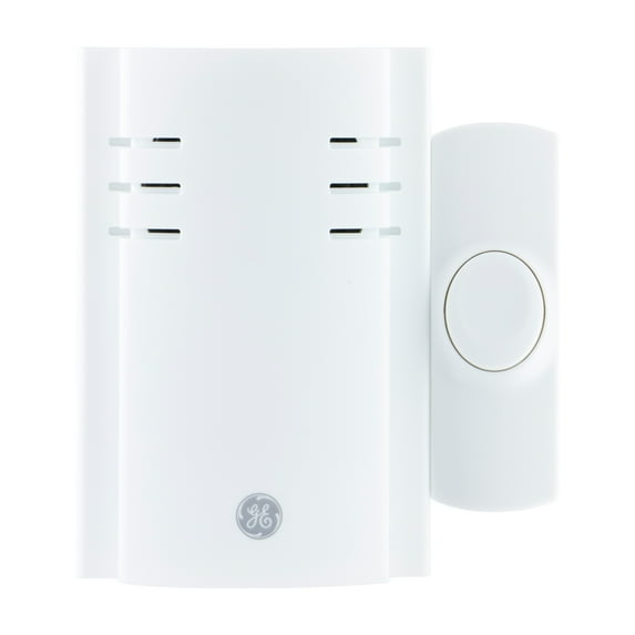 GE Wireless Doorbell Kit, Plug-In, 2 Melodies, 1 Push Button, White, 19298