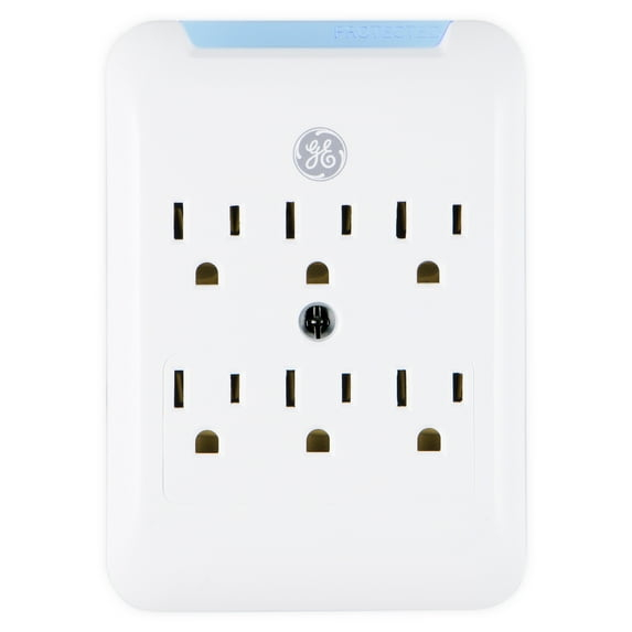 GENERAL ELECTRIC Pro 6-Outlet Surge Protector Power Outlet Adapter, White - 38431
