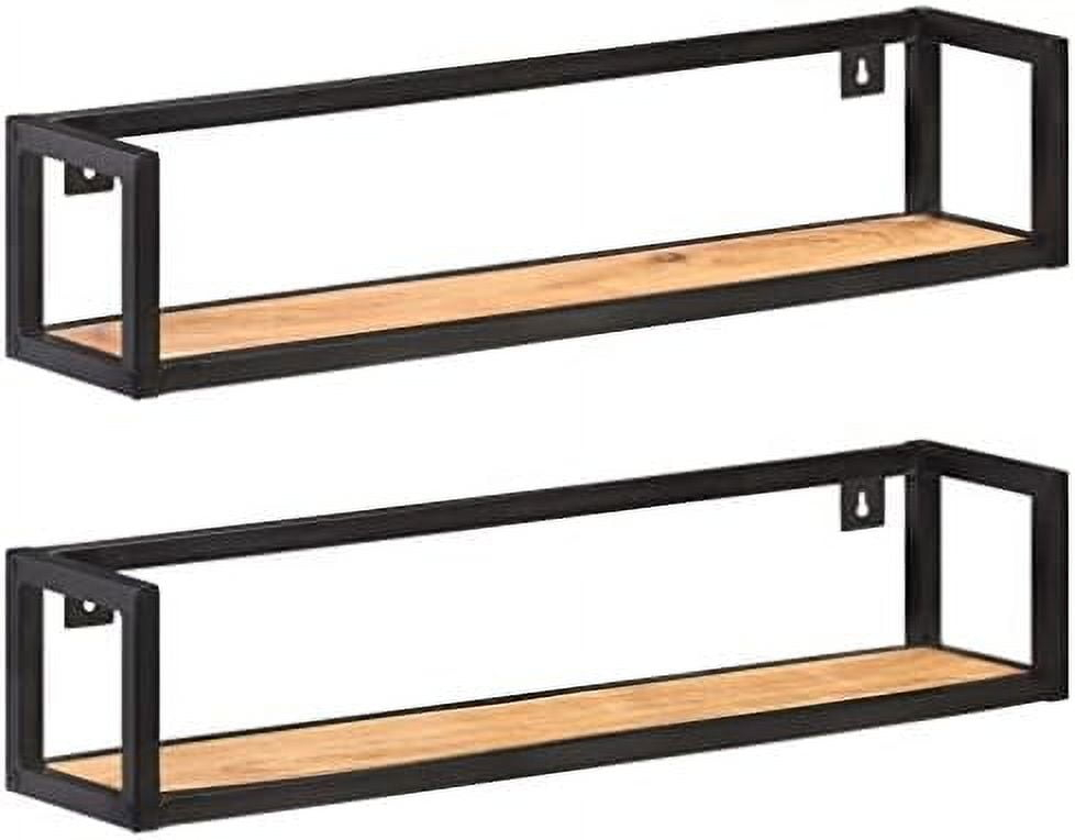 HOOMHIBIU Wall Shelves 2 pcs Kitchen  Decor Floating Bookshelf Photo Ledge Floating Shelves Floating Bookshelves for Home Decoration  Bedrooms  Office  Living Room 31.5&#34; Solid Acacia